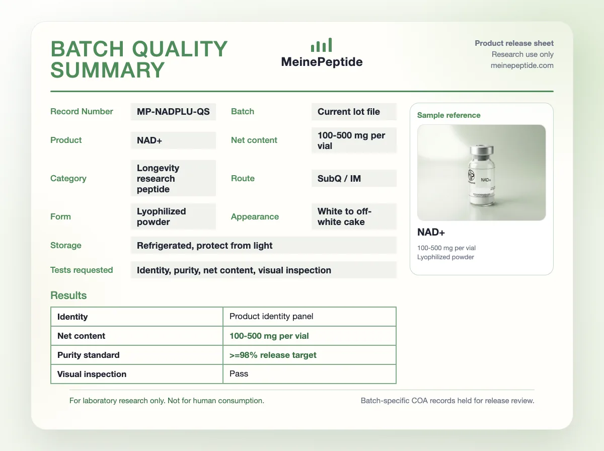Frasco de peptídeo NAD+ · MeinePeptide