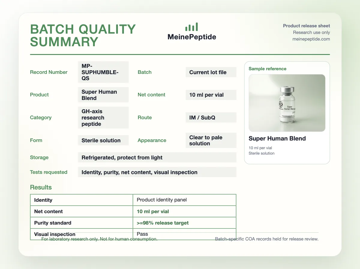 Super Human Blend peptide vial · MeinePeptide